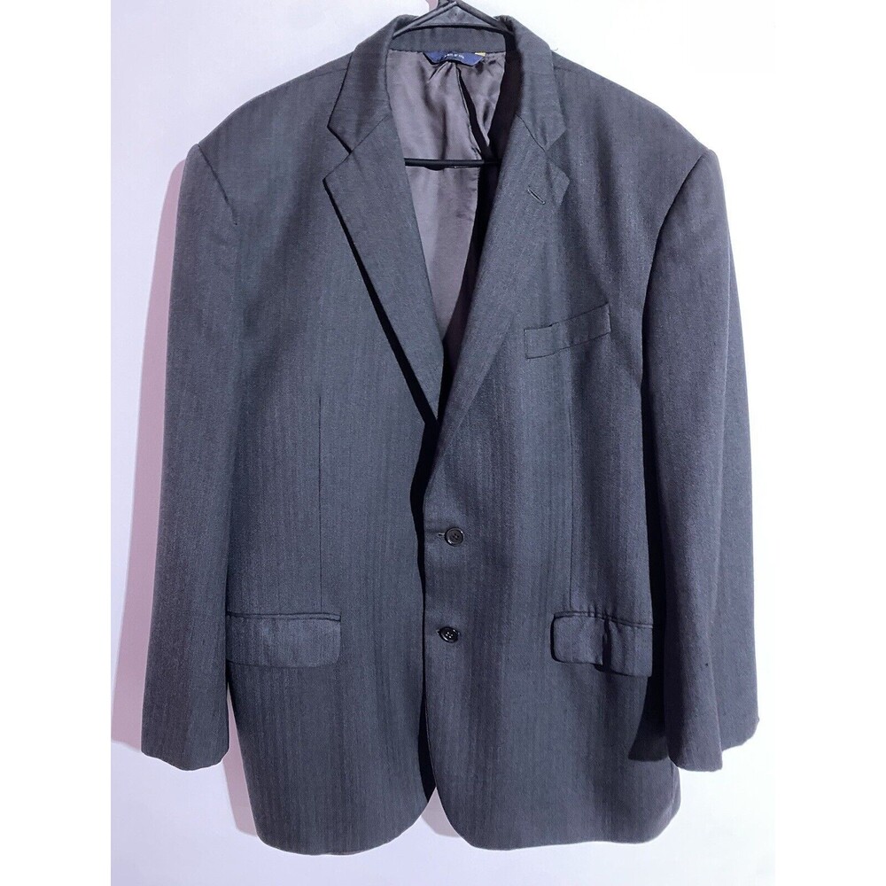 Brooks Brothers Blazer Mens 46R Black Striped‎ 1818 Madison Saxxon Wool Office